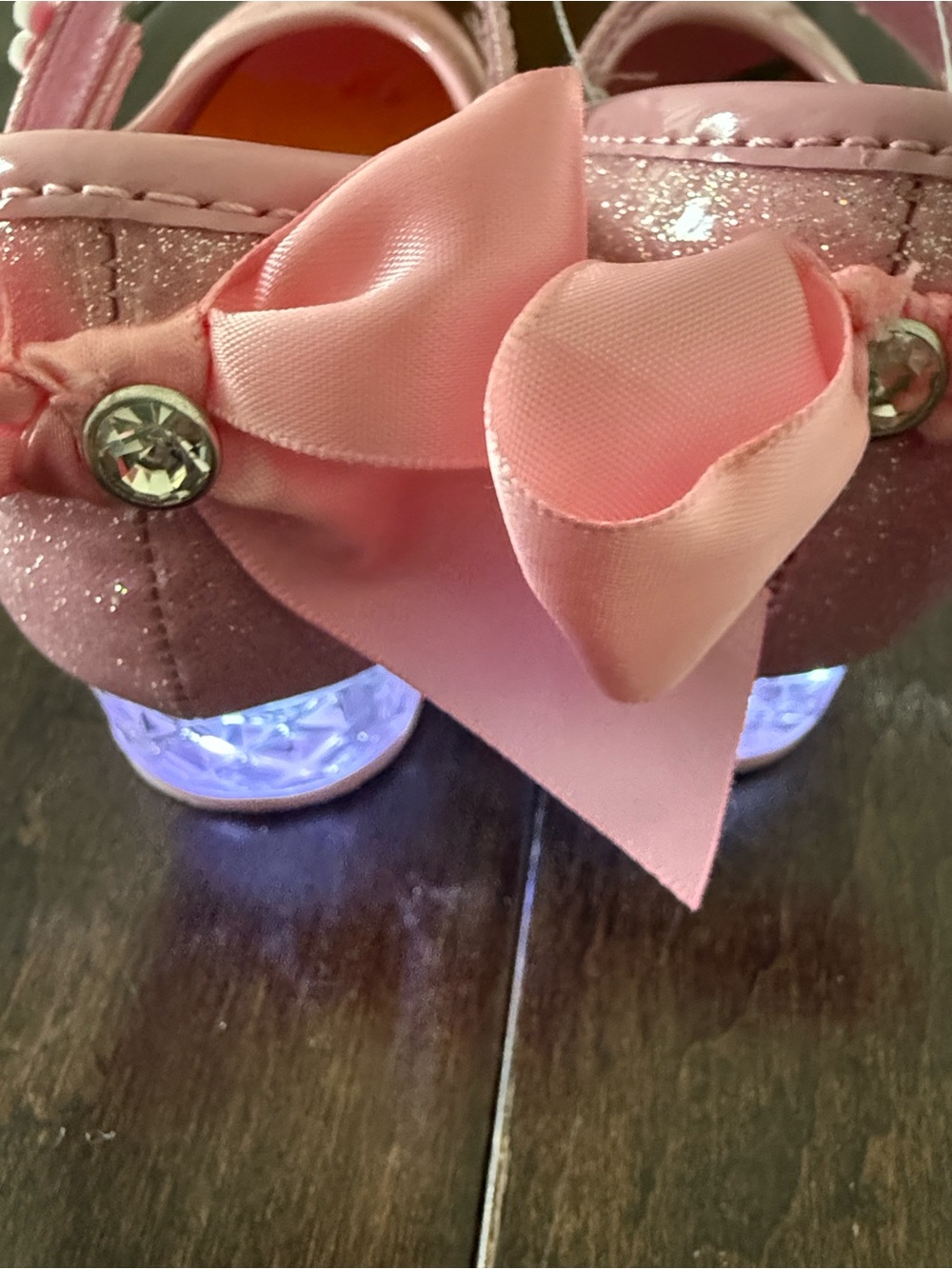 NWT Rare Disney Princess Girls Pink Sparkle Princess Light Up Mary Jane Shoes - Picture 8 of 12